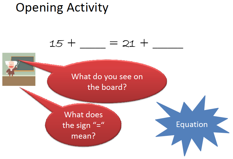 Teaching the meaning of equal sign - Mathematics for Teaching